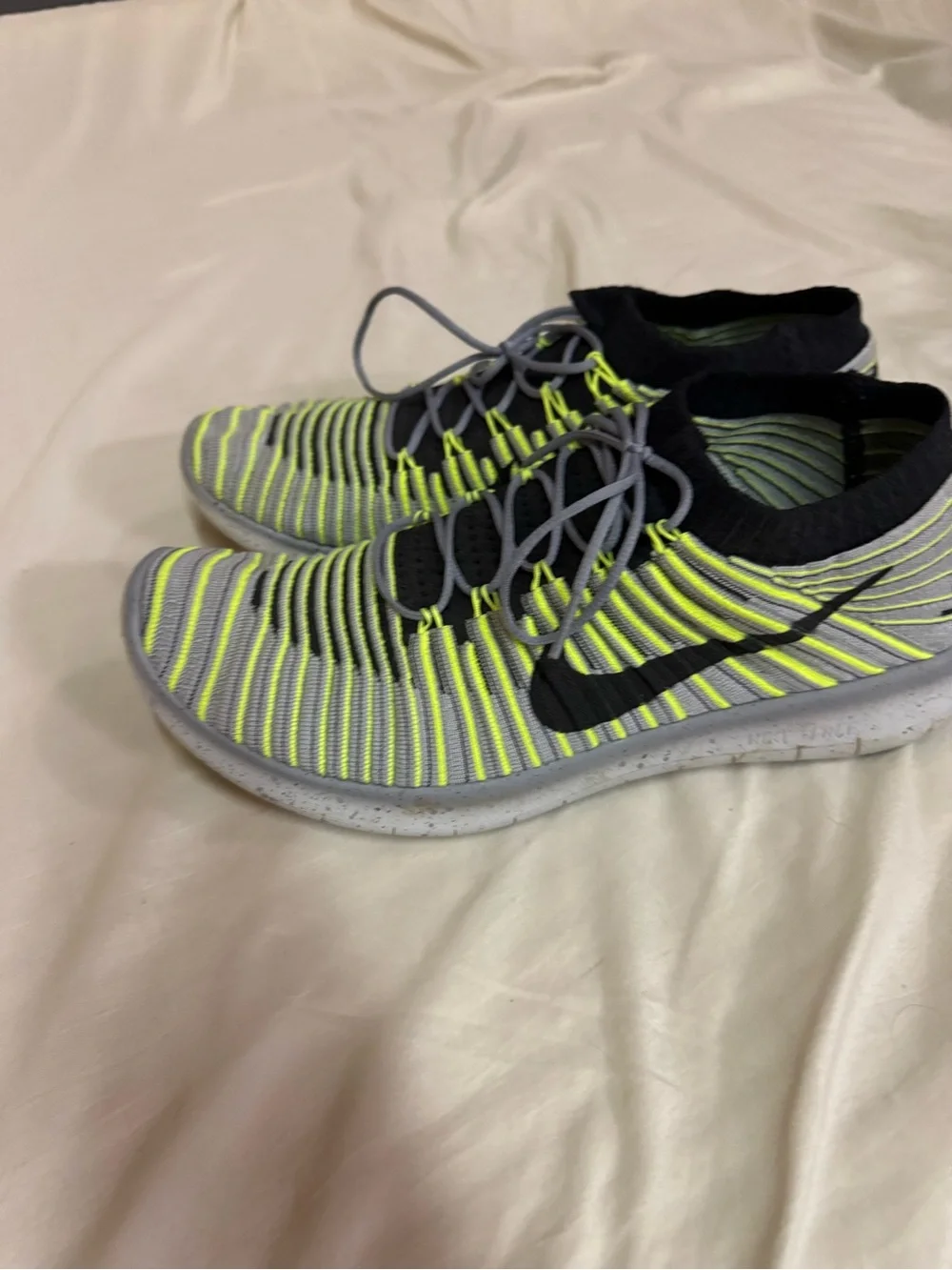 Nike Flyknit Running Shoes - Black & Neon Yellow